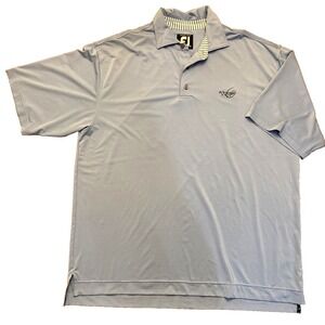 FootJoy Athletic Fit‎ XL Golf Polo Shirt Light Blue Whisper Rock Logo Menswear